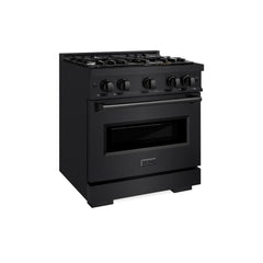 ZLINE 30 in. 4.2 cu. ft. Classic Dual Fuel Range with 4 Burner Gas Cooktop and Electric Convection Oven in Black Stainle
