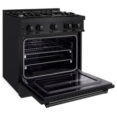 ZLINE 30 in. 4.2 cu. ft. Classic Dual Fuel Range with 4 Burner Gas Cooktop and Electric Convection Oven in Black Stainless Steel - CDRB-30