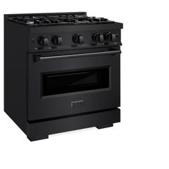 ZLINE 30 in. 4.2 cu. ft. Classic Dual Fuel Range with 4 Burner Gas Cooktop and Electric Convection Oven in Black Stainless Steel - CDRB-30