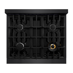 ZLINE 30 in. 4.2 cu. ft. Classic Dual Fuel Range with 4 Burner Gas Cooktop and Electric Convection Oven in Black Stainless Steel - CDRB-30