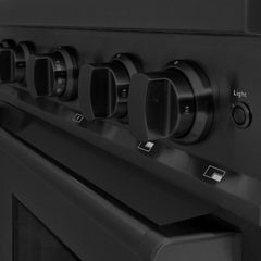 ZLINE 30 in. 4.2 cu. ft. Classic Dual Fuel Range with Gas Cooktop and Electric Convection Oven in Black Stainless Steel with 4 Brass Burners - CDRB-BR-30