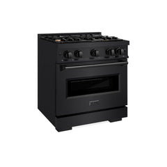 ZLINE 30 in. 4.2 cu. ft. Classic Dual Fuel Range with Gas Cooktop and Electric Convection Oven in Black Stainless Steel 