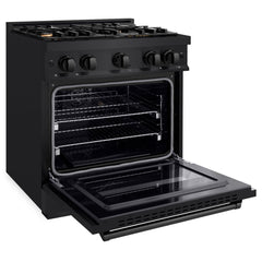 ZLINE 30 in. 4.2 cu. ft. Classic Dual Fuel Range with Gas Cooktop and Electric Convection Oven in Black Stainless Steel with 4 Brass Burners - CDRB-BR-30