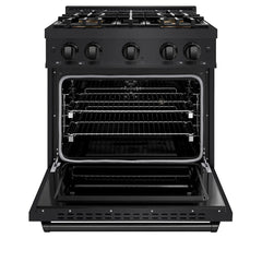 ZLINE 30 in. 4.2 cu. ft. Classic Dual Fuel Range with 4 Burner DuoPro™ Cooktop and Electric Convection Oven in Black Stainless Steel - PCDRB-30