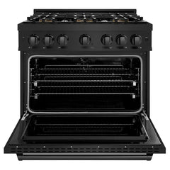 ZLINE 36 in. 5.2 cu. ft. Classic Dual Fuel Range with 6 Burner DuoPro™ Cooktop and Electric Convection Oven in Black Stainless Steel - PCDRB-36 - The Home Selection