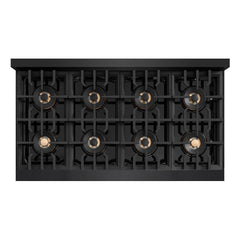 ZLINE Autograph Edition 48 in. 6.7 cu. ft. Classic Dual Fuel Range with 8 Burner DuoPro™ Cooktop and Dual Ovens in Black Stainless Steel and Champagne Bronze Accents - PCDRBZ-48-CB - The Home Selection