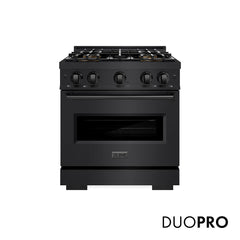 ZLINE 30 in. 4.2 cu. ft. Classic Gas Range with 4 Burner DuoPro™ Cooktop and Convection Gas Oven in Black Stainless Stee