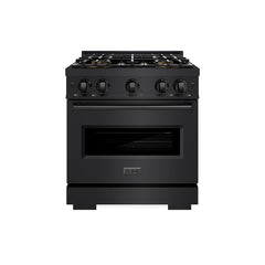 ZLINE 30 in. 4.2 cu. ft. Classic Gas Range with 4 Burner DuoPro™ Cooktop and Convection Gas Oven in Black Stainless Steel - PCGRB-30