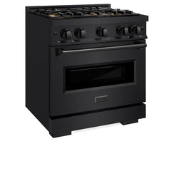 ZLINE 30 in. 4.2 cu. ft. Classic Gas Range with 4 Burner DuoPro™ Cooktop and Convection Gas Oven in Black Stainless Steel - PCGRB-30