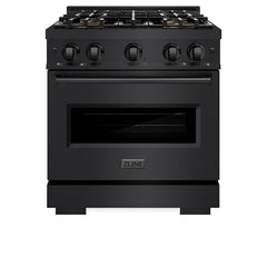 ZLINE 30 in. 4.2 cu. ft. Classic Gas Range with 4 Burner DuoPro™ Cooktop and Convection Gas Oven in Black Stainless Steel - PCGRB-30