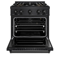 ZLINE 30 in. 4.2 cu. ft. Classic Gas Range with 4 Burner DuoPro™ Cooktop and Convection Gas Oven in Black Stainless Steel - PCGRB-30