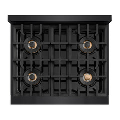 ZLINE 30 in. 4.2 cu. ft. Classic Gas Range with 4 Burner DuoPro™ Cooktop and Convection Gas Oven in Black Stainless Steel - PCGRB-30