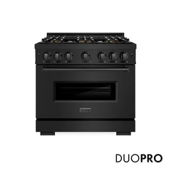 ZLINE 36 in. 5.2 cu. ft. Classic Gas Range with 6 Burner DuoPro™ Cooktop and Convection Gas Oven in Black Stainless Stee