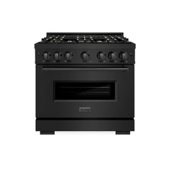 ZLINE 36 in. 5.2 cu. ft. Classic Gas Range with 6 Burner DuoPro™ Cooktop and Convection Gas Oven in Black Stainless Steel - PCGRB-36