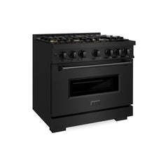 ZLINE 36 in. 5.2 cu. ft. Classic Gas Range with 6 Burner DuoPro™ Cooktop and Convection Gas Oven in Black Stainless Steel - PCGRB-36