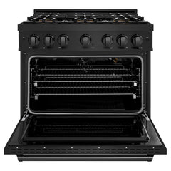 ZLINE 36 in. 5.2 cu. ft. Classic Gas Range with 6 Burner DuoPro™ Cooktop and Convection Gas Oven in Black Stainless Steel - PCGRB-36