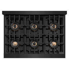 ZLINE 36 in. 5.2 cu. ft. Classic Gas Range with 6 Burner DuoPro™ Cooktop and Convection Gas Oven in Black Stainless Steel - PCGRB-36
