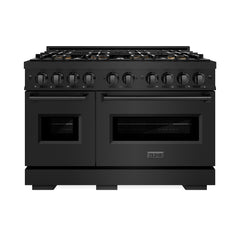 ZLINE 48 in. 6.7 cu. ft. Classic Gas Range with 8 Burner DuoPro™ Cooktop and Dual Ovens in Black Stainless Steel - PCGRB-48