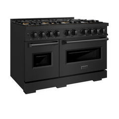 ZLINE 48 in. 6.7 cu. ft. Classic Gas Range with 8 Burner DuoPro™ Cooktop and Dual Ovens in Black Stainless Steel - PCGRB-48