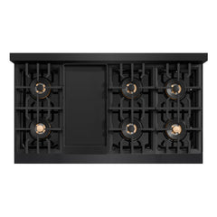 ZLINE 48 in. 6.7 cu. ft. Classic Gas Range with 8 Burner DuoPro™ Cooktop and Dual Ovens in Black Stainless Steel - PCGRB-48