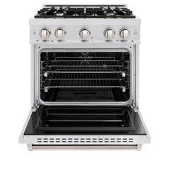 ZLINE 30 in. 4.2 cu. ft. Classic Dual Fuel Range with 4 Burner Gas Cooktop and Electric Convection Oven in Satin Stainless Steel - CDRS-30