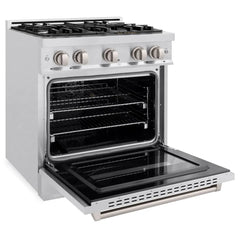 ZLINE 30 in. 4.2 cu. ft. Classic Dual Fuel Range with 4 Burner Gas Cooktop and Electric Convection Oven in Satin Stainless Steel - CDRS-30