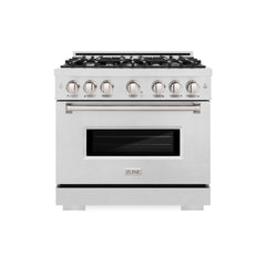 ZLINE 36 in. 5.2 cu. ft. Classic Dual Fuel Range with 6 Burner Gas Cooktop and Electric Convection Oven in Satin Stainless Steel - CDRS-36