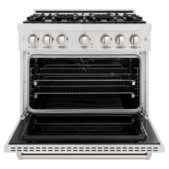 ZLINE 36 in. 5.2 cu. ft. Classic Dual Fuel Range with 6 Burner Gas Cooktop and Electric Convection Oven in Satin Stainless Steel - CDRS-36