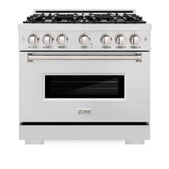 ZLINE 36 in. 5.2 cu. ft. Classic Dual Fuel Range with 6 Burner Gas Cooktop and Electric Convection Oven in Satin Stainless Steel - CDRS-36