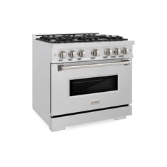 ZLINE 36 in. 5.2 cu. ft. Classic Dual Fuel Range with 6 Burner Gas Cooktop and Electric Convection Oven in Satin Stainle