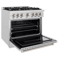 ZLINE 36 in. 5.2 cu. ft. Classic Dual Fuel Range with 6 Burner Gas Cooktop and Electric Convection Oven in Satin Stainless Steel - CDRS-36
