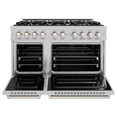 ZLINE 48 in. 6.7 cu. ft. Classic Double Oven Dual Fuel Range with 8 Burner Gas Cooktop in Satin Stainless Steel - CDRS-48