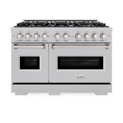 ZLINE 48 in. 6.7 cu. ft. Classic Double Oven Dual Fuel Range with 8 Burner Gas Cooktop in Satin Stainless Steel - CDRS-48
