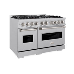 ZLINE 48 in. 6.7 cu. ft. Classic Double Oven Dual Fuel Range with 8 Burner Gas Cooktop in Satin Stainless Steel - CDRS-4