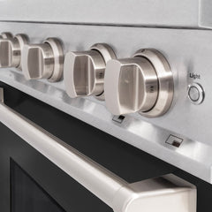 ZLINE 30 in. 4.2 cu. ft. Classic Dual Fuel Range with 4 Burner Gas Cooktop and Electric Convection Oven in Satin Stainless Steel with Black Matte Door - CDRS-BLM-30