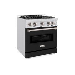 ZLINE 30 in. 4.2 cu. ft. Classic Dual Fuel Range with 4 Burner Gas Cooktop and Electric Convection Oven in Satin Stainle
