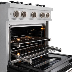 ZLINE 30 in. 4.2 cu. ft. Classic Dual Fuel Range with 4 Burner Gas Cooktop and Electric Convection Oven in Satin Stainless Steel with Black Matte Door - CDRS-BLM-30