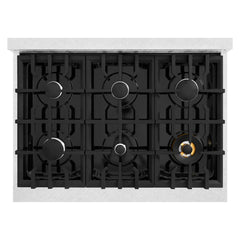 ZLINE 36 in. 5.2 cu. ft. Classic Dual Fuel Range with 6 Burner Gas Cooktop and Electric Convection Oven in Satin Stainless Steel with Black Matte Door - CDRS-BLM-36