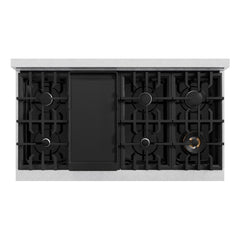 ZLINE 48 in. 6.7 cu. ft. Classic Double Oven Dual Fuel Range with 8 Burner Gas Cooktop in Satin Stainless Steel with Black Matte Doors - CDRS-BLM-48
