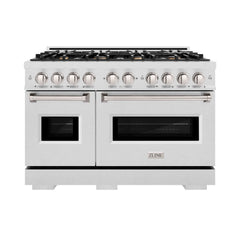 ZLINE 48 in. 6.7 cu. ft. Classic Double Oven Dual Fuel Range in Satin Stainless Steel with 8 Brass Burners - CDRS-BR-48