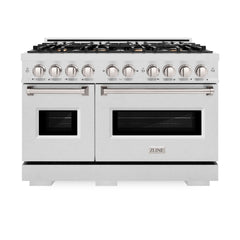 ZLINE 48 in. 6.7 cu. ft. Classic Double Oven Dual Fuel Range in Satin Stainless Steel with 8 Brass Burners - CDRS-BR-48
