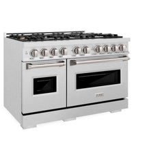 ZLINE 48 in. 6.7 cu. ft. Classic Double Oven Dual Fuel Range in Satin Stainless Steel with 8 Brass Burners - CDRS-BR-48