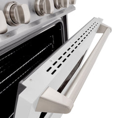 ZLINE 30 in. 4.2 cu. ft. Classic Dual Fuel Range with 4 Burner Gas Cooktop and Electric Convection Oven in Satin Stainless Steel with White Matte Door - CDRS-WM-30