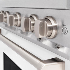 ZLINE 30 in. 4.2 cu. ft. Classic Dual Fuel Range with 4 Burner Gas Cooktop and Electric Convection Oven in Satin Stainless Steel with White Matte Door - CDRS-WM-30