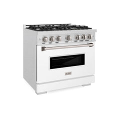 ZLINE 36 in. 5.2 cu. ft. Classic Dual Fuel Range with 6 Burner Gas Cooktop and Electric Convection Oven in Satin Stainle