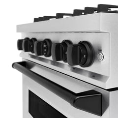 ZLINE Autograph Edition 30 in. 4.2 cu. ft. Classic Dual Fuel Range with 4 Burner Gas Cooktop and Electric Convection Oven in Satin Stainless Steel with Matte Black Accents - CDRSZ-30-MB - The Home Selection