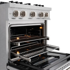 ZLINE 30 in. 4.2 cu. ft. Classic Dual Fuel Range with Gas Cooktop and Electric Convection Oven in Satin Stainless Steel with 4 Brass Burners - CDRS-BR-30 - The Home Selection