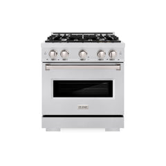 ZLINE 30 in. 4.2 cu. ft. Classic Dual Fuel Range with 4 Burner Gas Cooktop and Electric Convection Oven in Satin Stainless Steel - CDRS-30