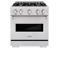 ZLINE 30 in. 4.2 cu. ft. Classic Gas Range with 4 Burner Cooktop and Convection Gas Oven in Satin Stainless Steel - CGRS-30