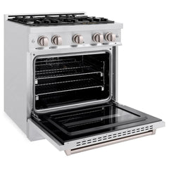 ZLINE 30 in. 4.2 cu. ft. Classic Gas Range with 4 Burner Cooktop and Convection Gas Oven in Satin Stainless Steel - CGRS-30